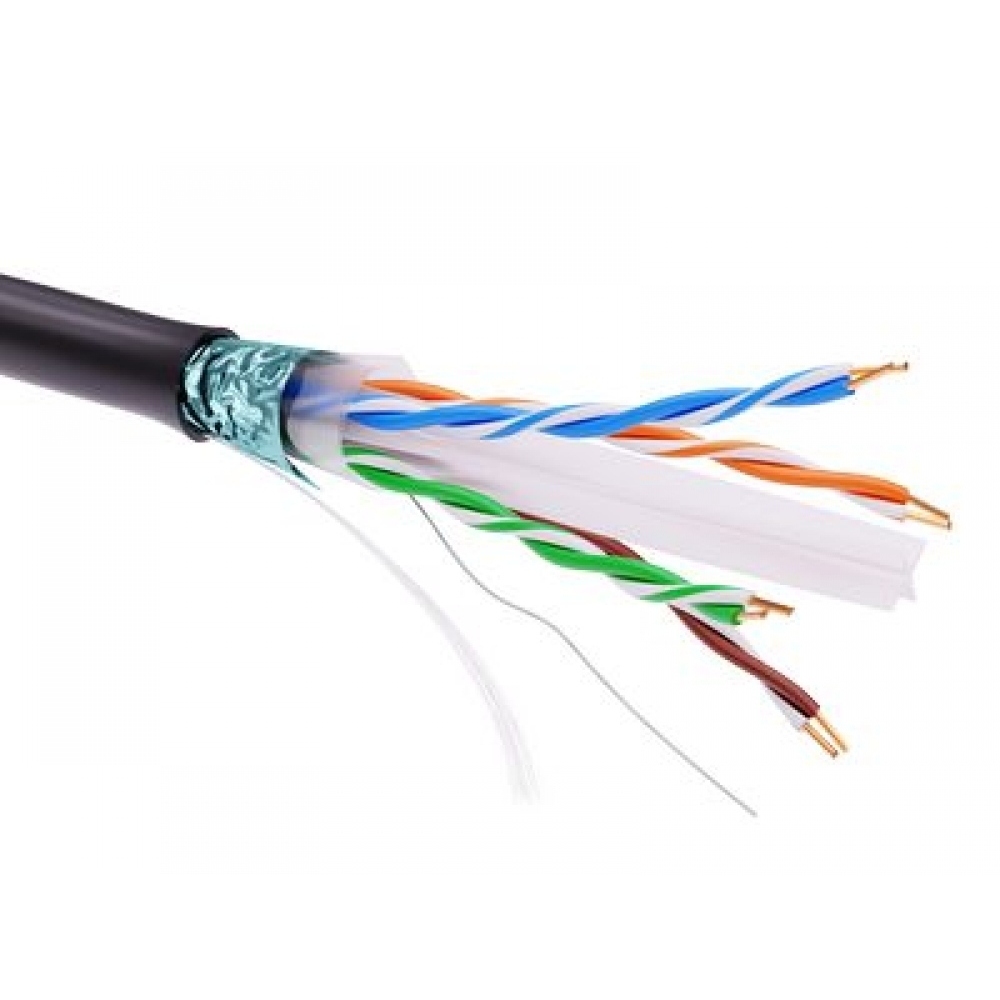 Информационный кабель экранированый F/UTP 4х2 CAT6, PE, чёрный