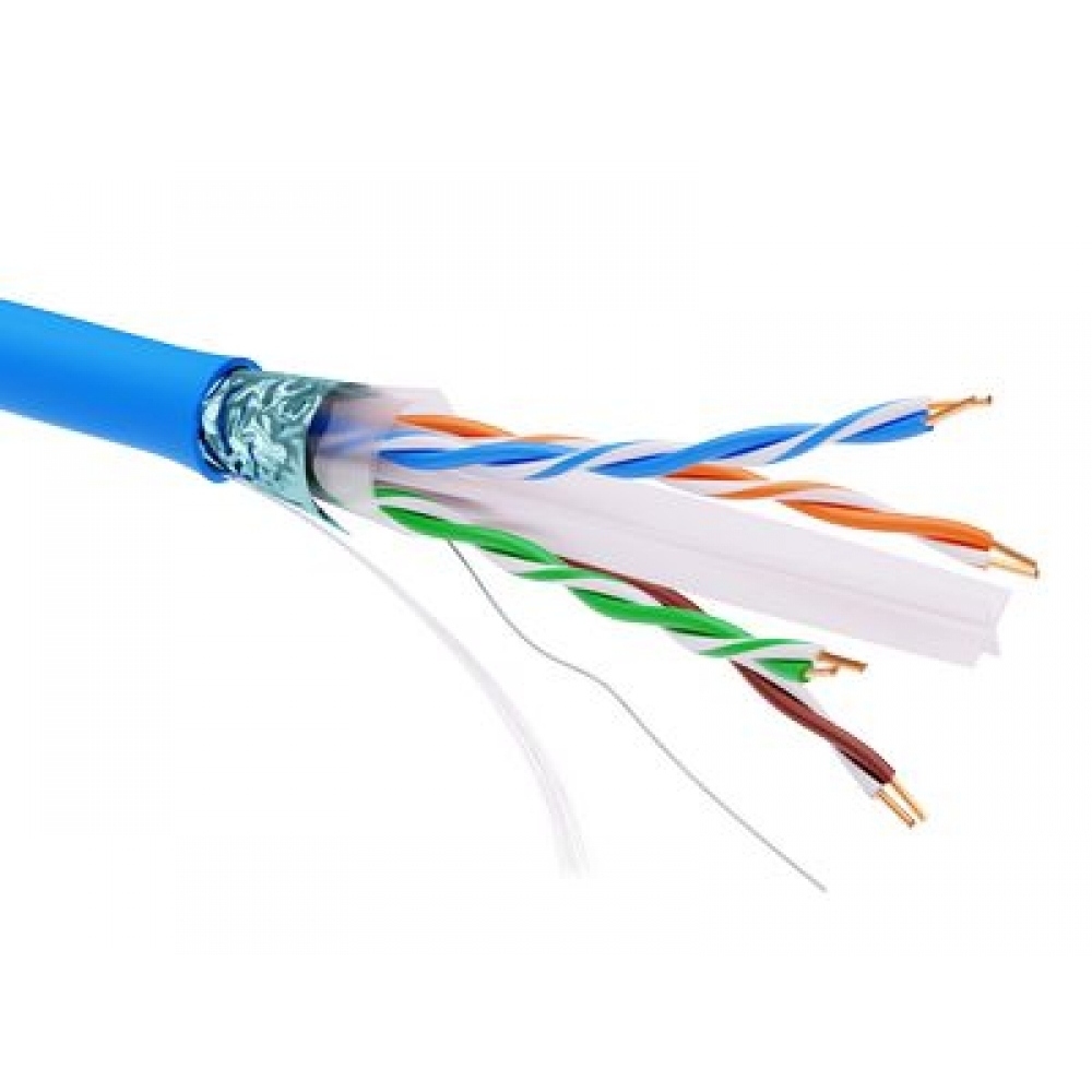 Информационный кабель экранированый F/UTP 4х2 CAT6A, PVC, синий