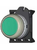 Кнопка плоская прозрачная с фиксацией, зеленая