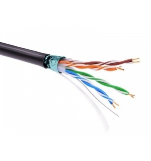 Информационный кабель экранированный F/UTP 4х2 CAT5E, PE, чёрный