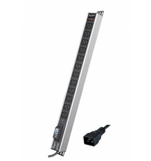 Блок распределения питания вертикальный для 19' шкафов, 16A12 ХIEC60320 C19, автоматический выключатель 1Р, индикатор т